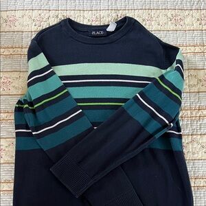 The Children's Place Navy and Green Striped Sweater